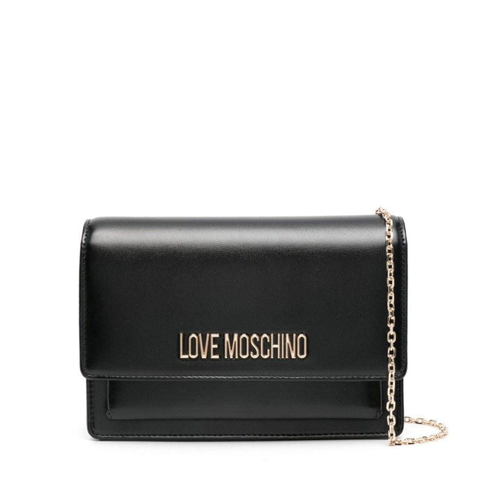 Damen-Clutch mit Schultergurt LOVE MOSCHINO Smart Lettering Logo-Linie Schwarz