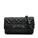 LOVE MOSCHINO Damen-Umhängetasche, gesteppte Linie, schwarze Farbe mit Gunmetal-Logo