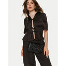 LOVE MOSCHINO Damen-Umhängetasche, gesteppte Linie, schwarze Farbe mit Gunmetal-Logo