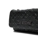LOVE MOSCHINO Damen-Umhängetasche, gesteppte Linie, schwarze Farbe mit Gunmetal-Logo