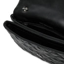 LOVE MOSCHINO Damen-Umhängetasche, gesteppte Linie, schwarze Farbe mit Gunmetal-Logo