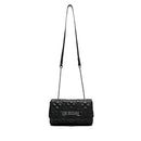 LOVE MOSCHINO Damen-Umhängetasche, gesteppte Linie, schwarze Farbe mit Gunmetal-Logo