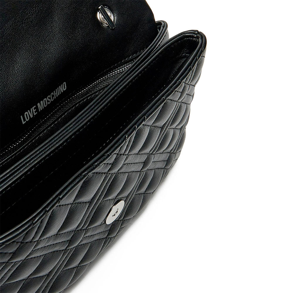 Borsa Donna a Tracolla LOVE MOSCHINO linea Quilted colore Nero e Nikel