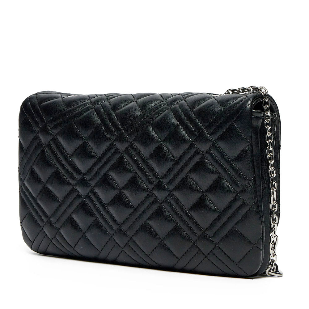Borsa Donna a Tracolla LOVE MOSCHINO linea Quilted colore Nero e Nikel