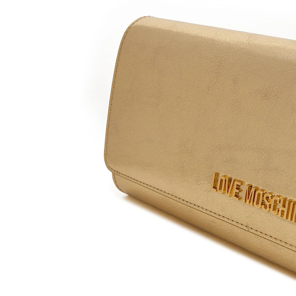 Clutch Donna con Tracolla LOVE MOSCHINO effetto Metallizzato Oro
