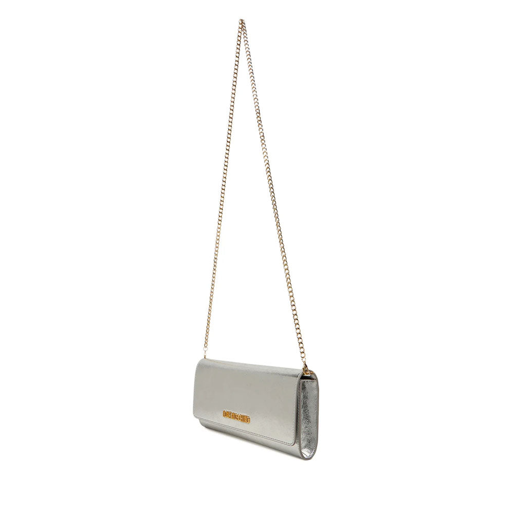 Clutch Donna con Tracolla LOVE MOSCHINO effetto Metallizzato Argento