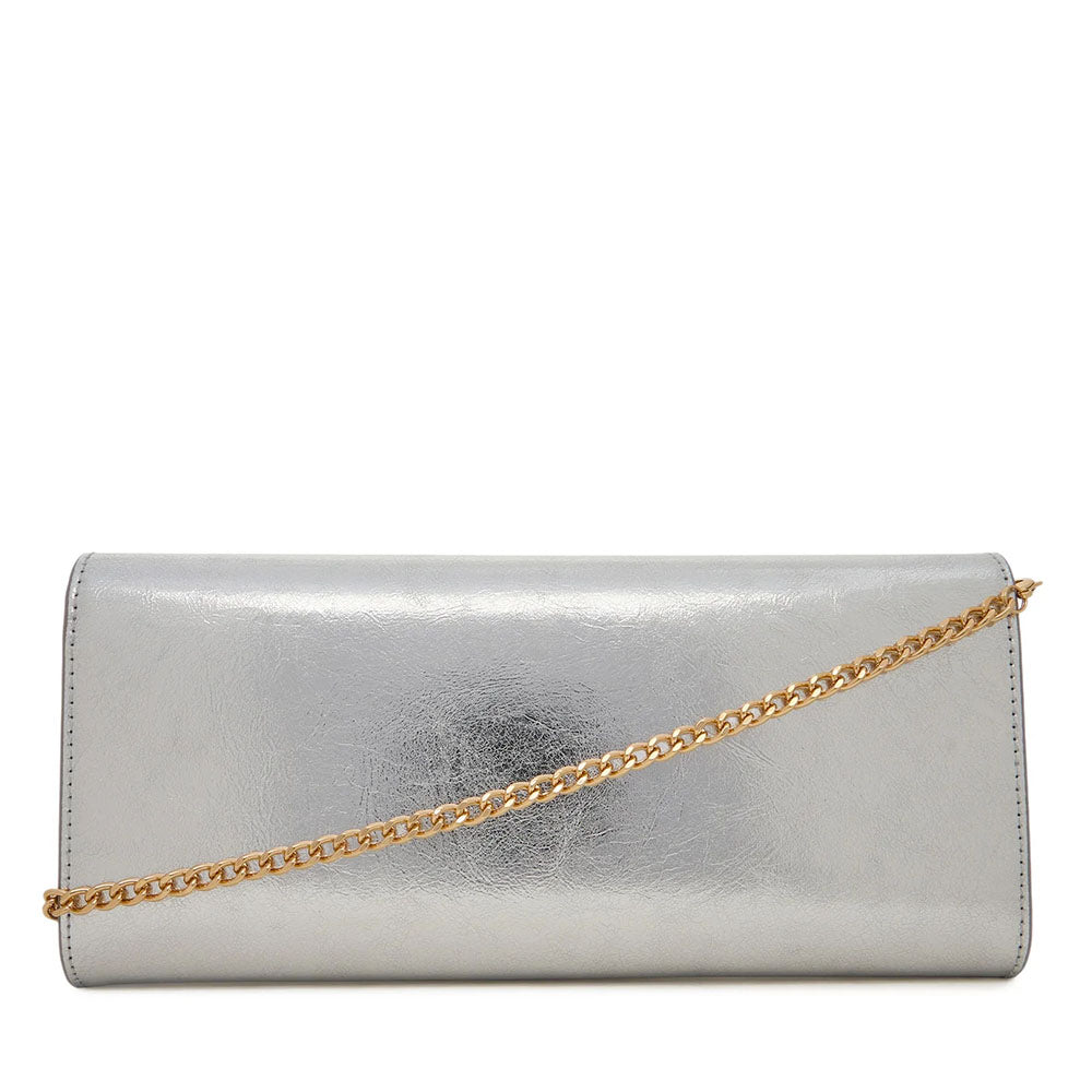 Clutch Donna con Tracolla LOVE MOSCHINO effetto Metallizzato Argento
