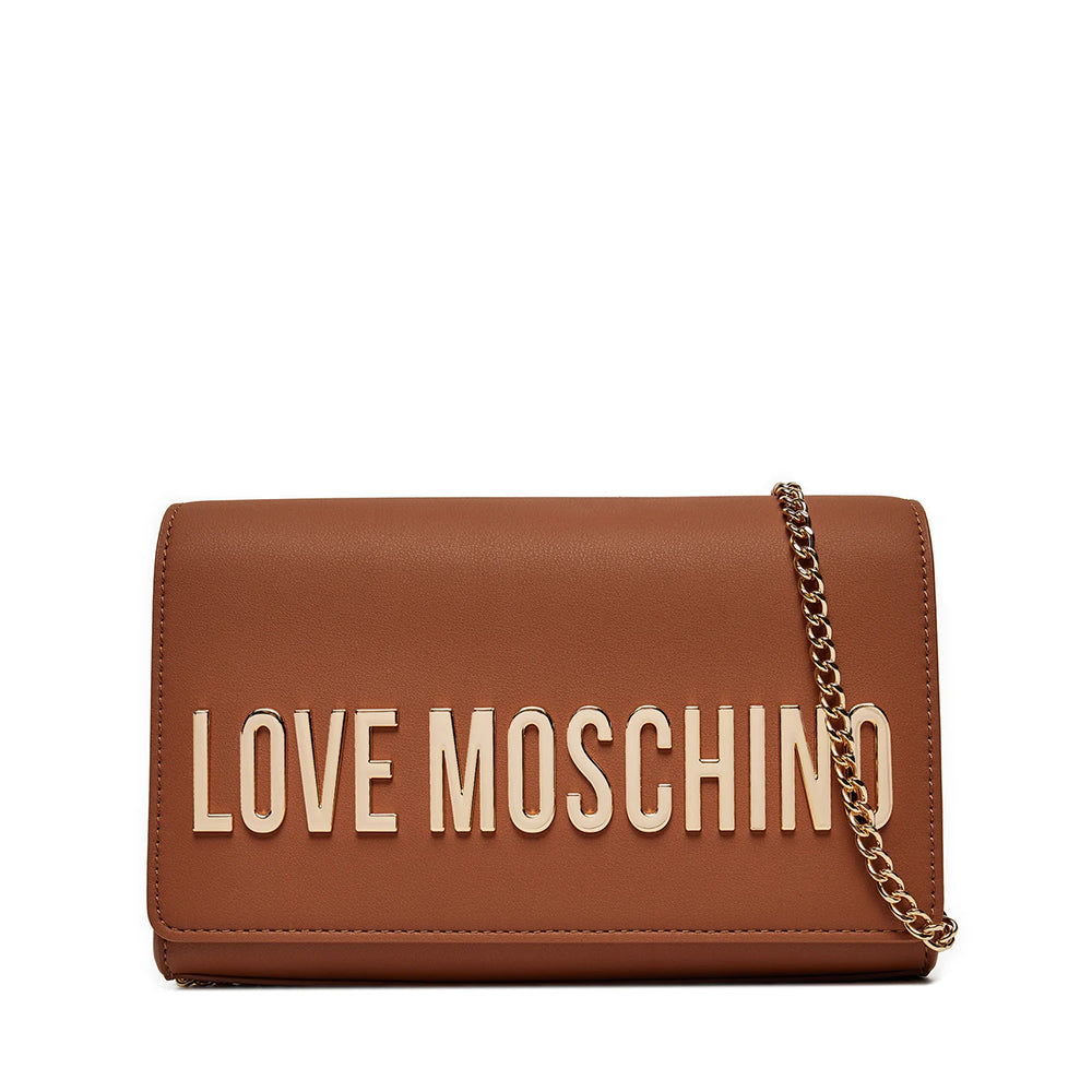 Damen-Clutch mit Schultergurt LOVE MOSCHINO Smart Daily Maxi Lettering-Linie in der Farbe Walnuss