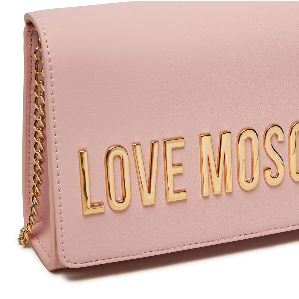 Damen-Clutch mit Schultergurt LOVE MOSCHINO Smart Daily Maxi-Schriftzug Rosa Linie