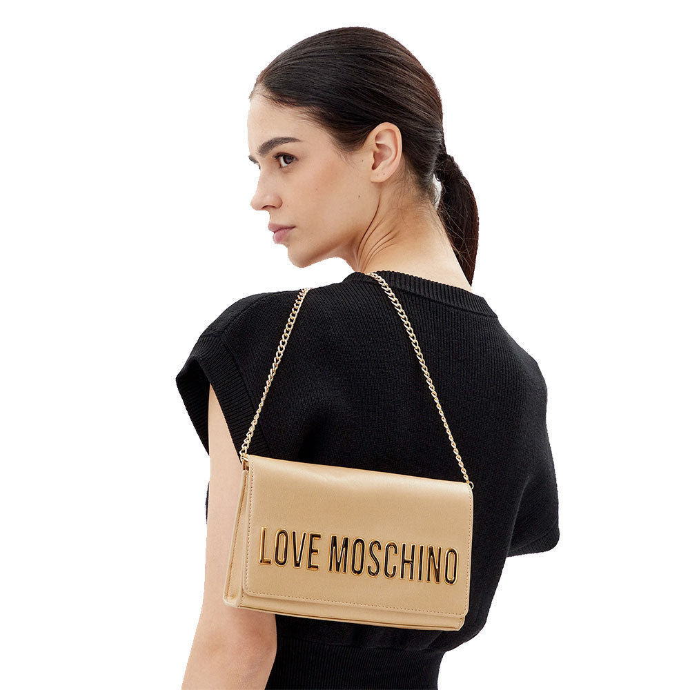 Clutch Donna LOVE MOSCHINO linea Smart Daily Bag Lettering Logo Metallic Gold