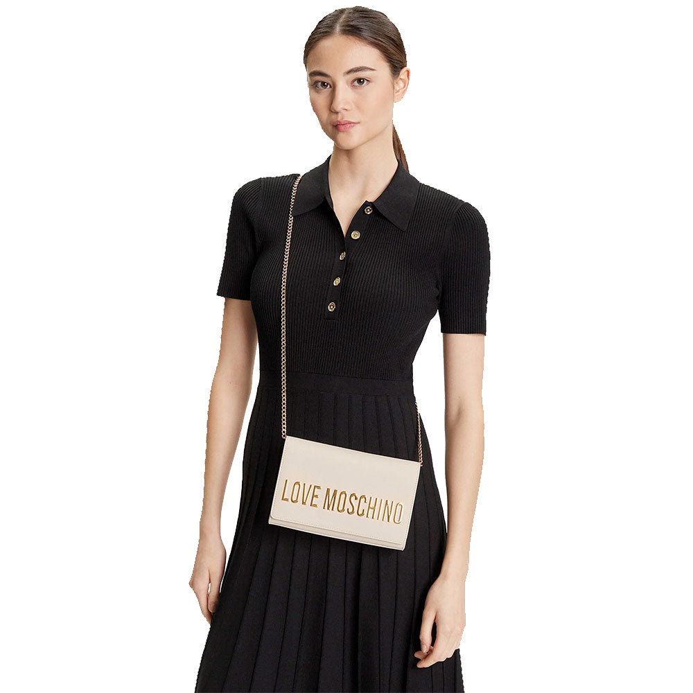 Clutch Donna con Tracolla LOVE MOSCHINO linea Smart Daily Bag Lettering Logo Avorio