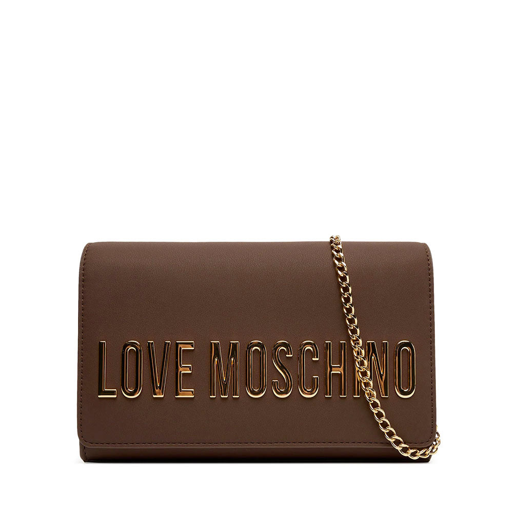 Clutch Donna con Tracolla LOVE MOSCHINO linea Smart Daily Bag Lettering Logo Marrone