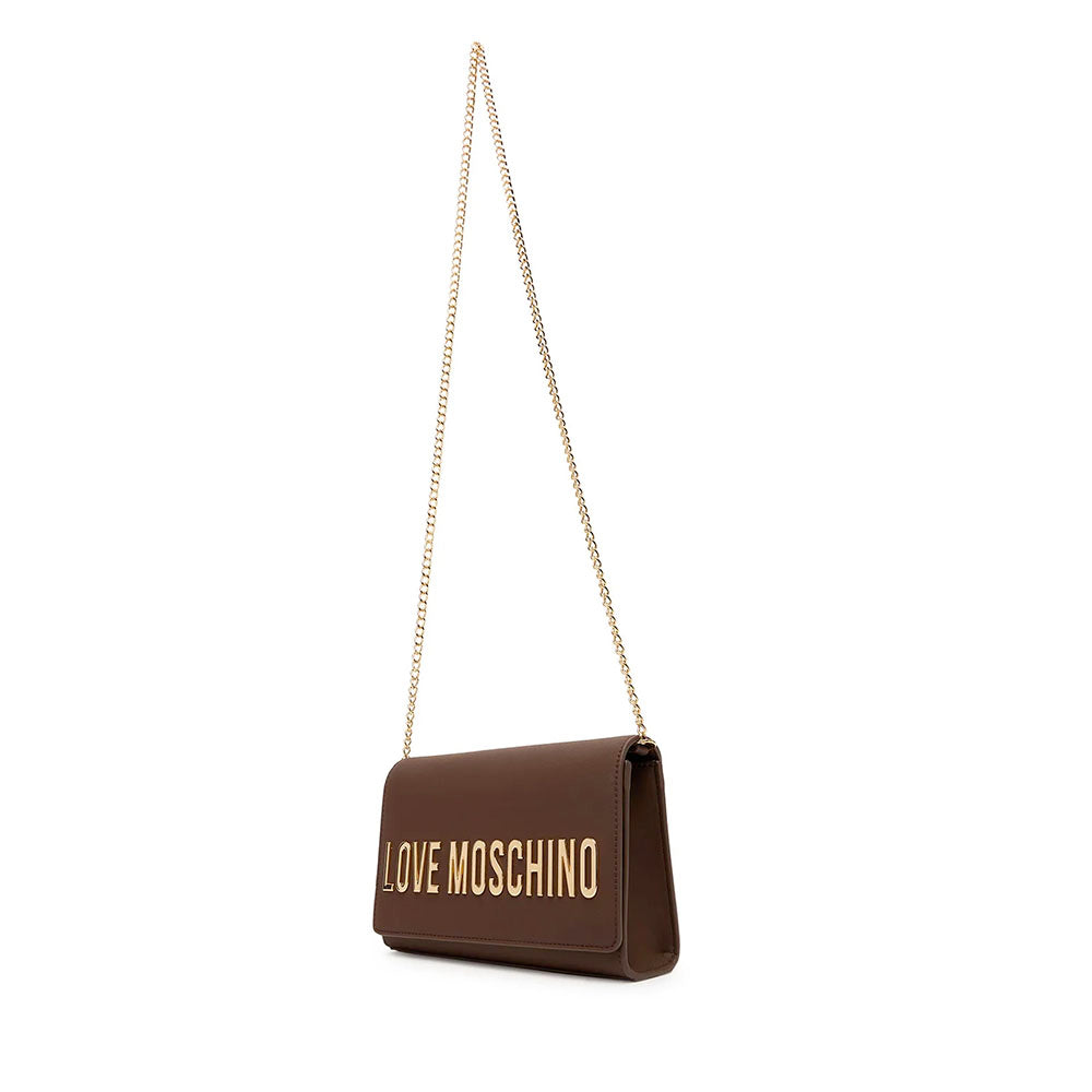 Clutch Donna con Tracolla LOVE MOSCHINO linea Smart Daily Bag Lettering Logo Marrone
