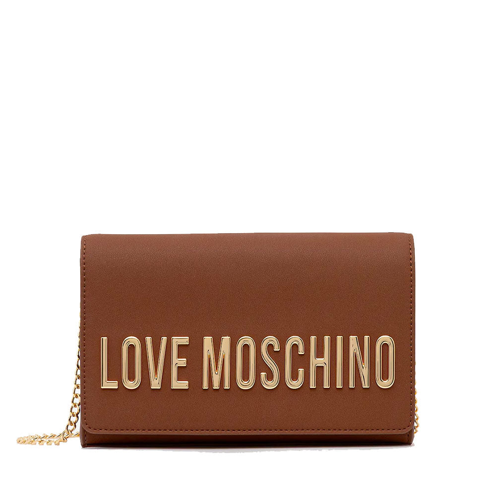 Clutch Donna con Tracolla LOVE MOSCHINO linea Smart Daily Bag Lettering Logo color Castagna
