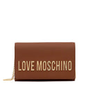 Damen-Clutch mit Umhängeriemen LOVE MOSCHINO Modell Smart Daily Bag Lettering Logo in Kastanienbraun