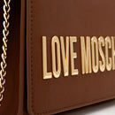 Damen-Clutch mit Umhängeriemen LOVE MOSCHINO Modell Smart Daily Bag Lettering Logo in Kastanienbraun