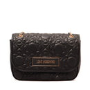 LOVE MOSCHINO 
Damen Schulter und Crossbody-Tasche aus schwarzem gestepptem Nappaleder