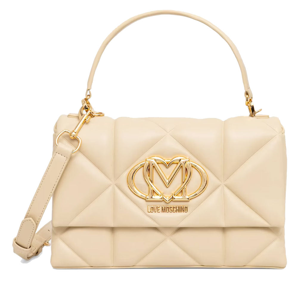 Borsa Donna a Mano con Tracolla LOVE MOSCHINO linea Embossed Trapuntata color Burro