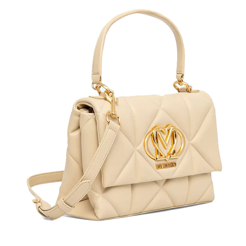 Borsa Donna a Mano con Tracolla LOVE MOSCHINO linea Embossed Trapuntata color Burro