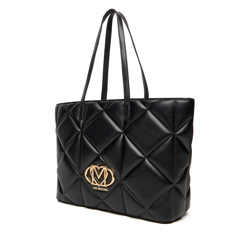 Shopping Bag Large LOVE MOSCHINO linea Embossed Trapuntata Nera