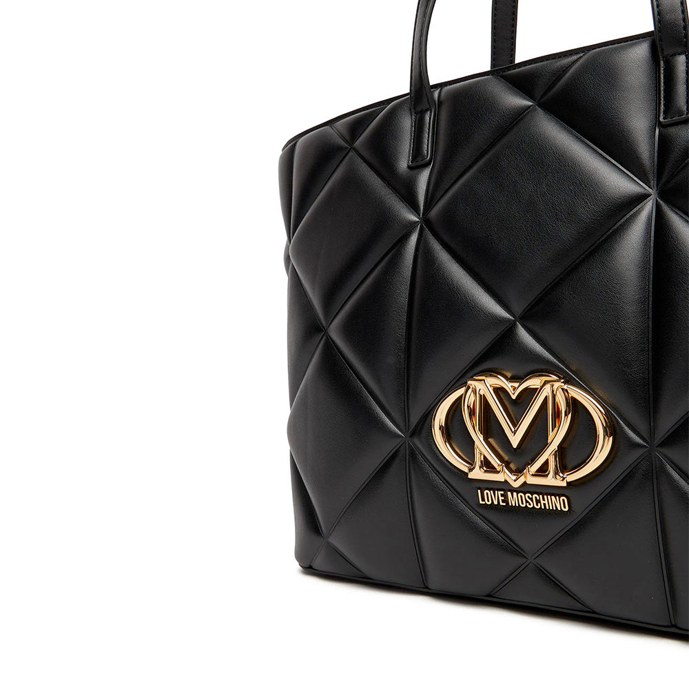 Shopping Bag Large LOVE MOSCHINO linea Embossed Trapuntata Nera