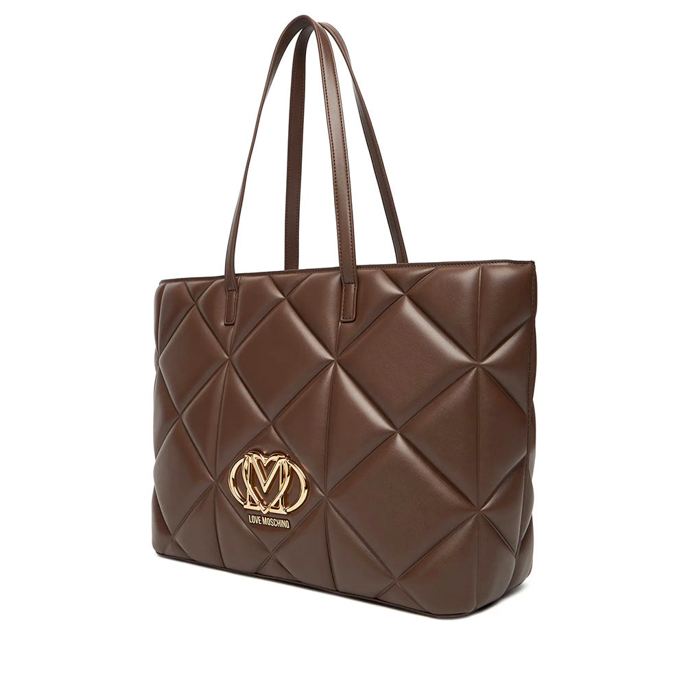 Shopping Bag Large LOVE MOSCHINO linea Embossed Trapuntata Marrone