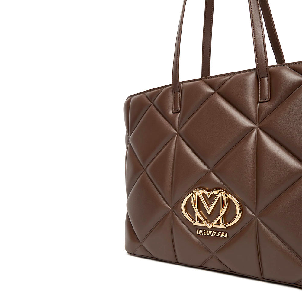 Shopping Bag Large LOVE MOSCHINO linea Embossed Trapuntata Marrone