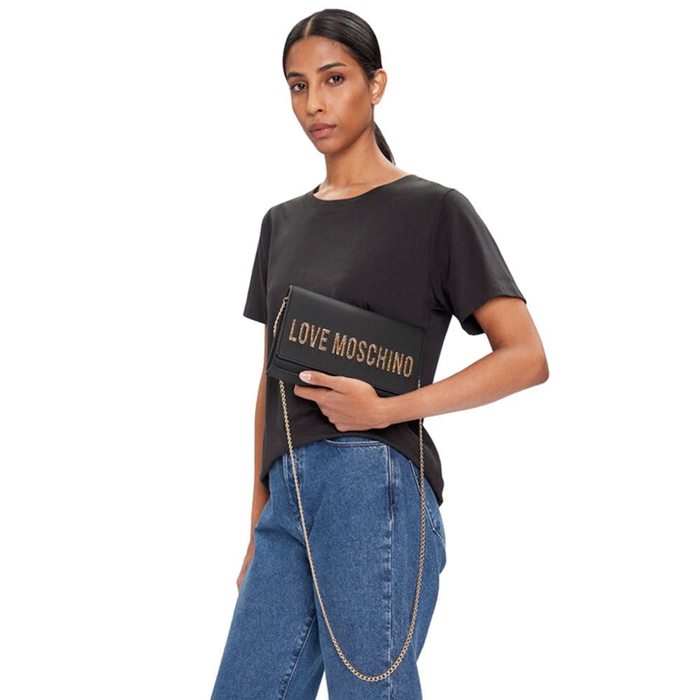 Clutch Donna con Tracolla LOVE MOSCHINO Verde con Maxi Logo