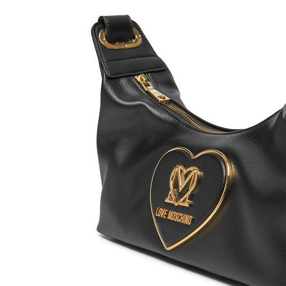 LOVE MOSCHINO HEART PLAQUE LINIE
Schwarze Hobo-Tasche mit Logo