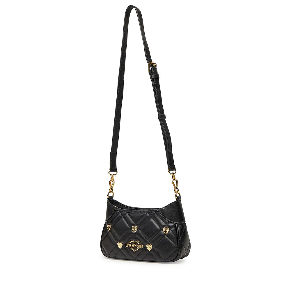LOVE MOSCHINO Damen-Schultertasche, Herznieten-Linie, Schwarz