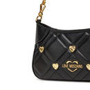 LOVE MOSCHINO Damen-Schultertasche, Herznieten-Linie, Schwarz