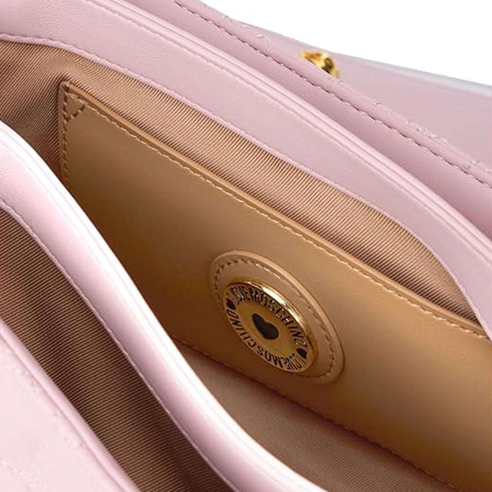 LOVE MOSCHINO 
Rosa Schulter- und Umhängetasche mit durchgehendem gesticktem Logo