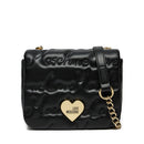 Borsa a Tracolla LOVE MOSCHINO Nera con Logo Ricamato All Over