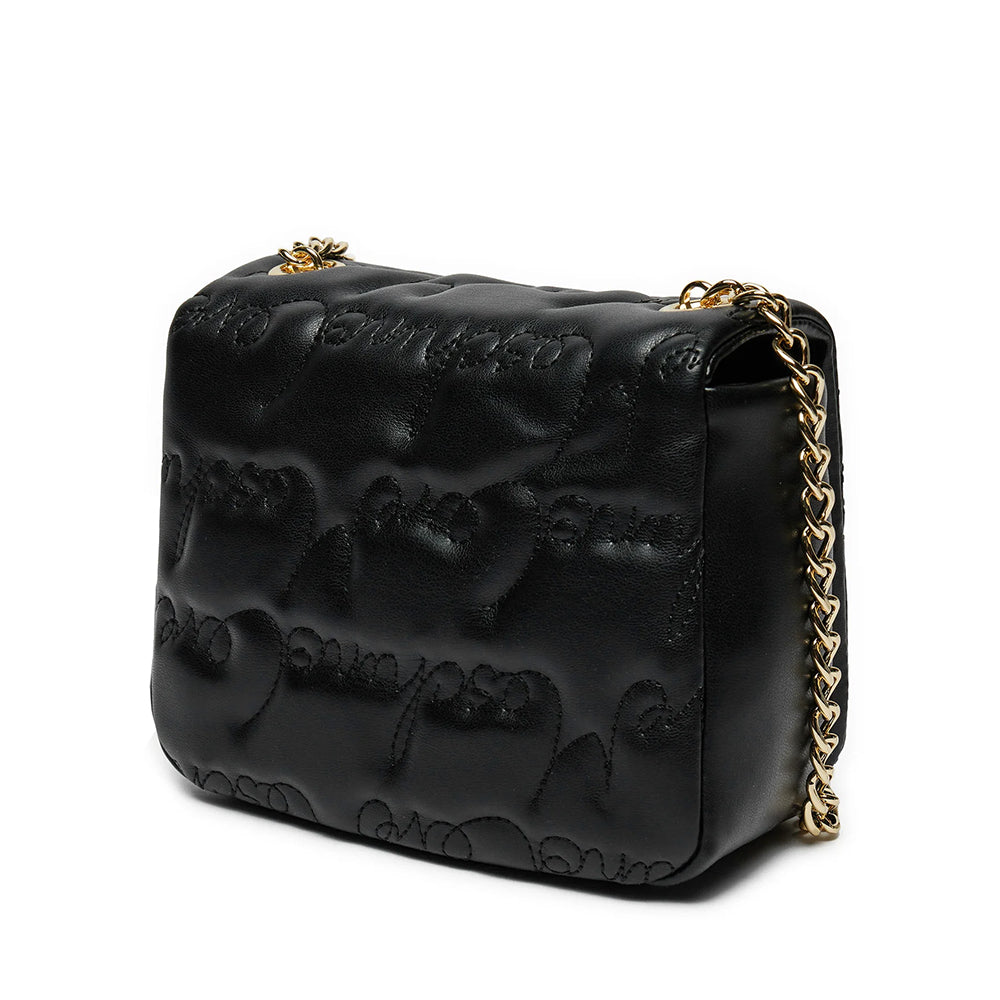 Borsa a Tracolla LOVE MOSCHINO Nera con Logo Ricamato All Over