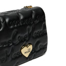 Borsa a Tracolla LOVE MOSCHINO Nera con Logo Ricamato All Over