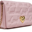 LOVE MOSCHINO 
Damen Clutch mit Schultergurt Rosa mit Allover-Logostickerei