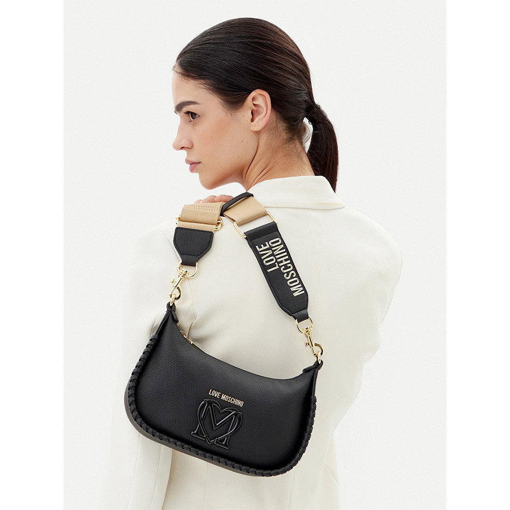 Hobo Bag a Tracolla LOVE MOSCHINO Martellata Nera