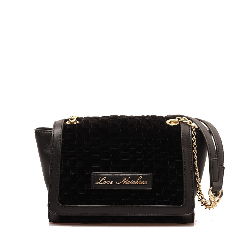 Borsa Donna a Spalla e Tracolla LOVE MOSCHINO in Velluto Intrecciato Nero
