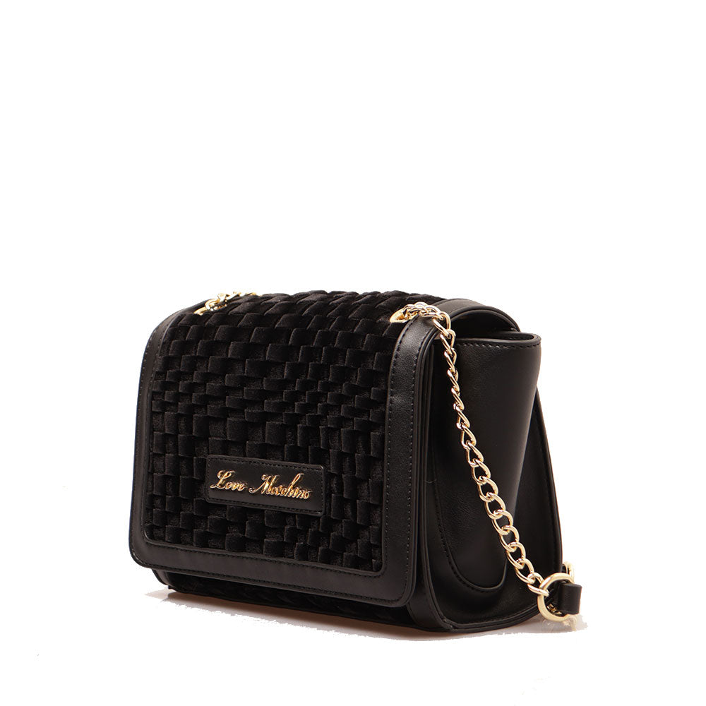 Borsa Donna a Spalla e Tracolla LOVE MOSCHINO in Velluto Intrecciato Nero