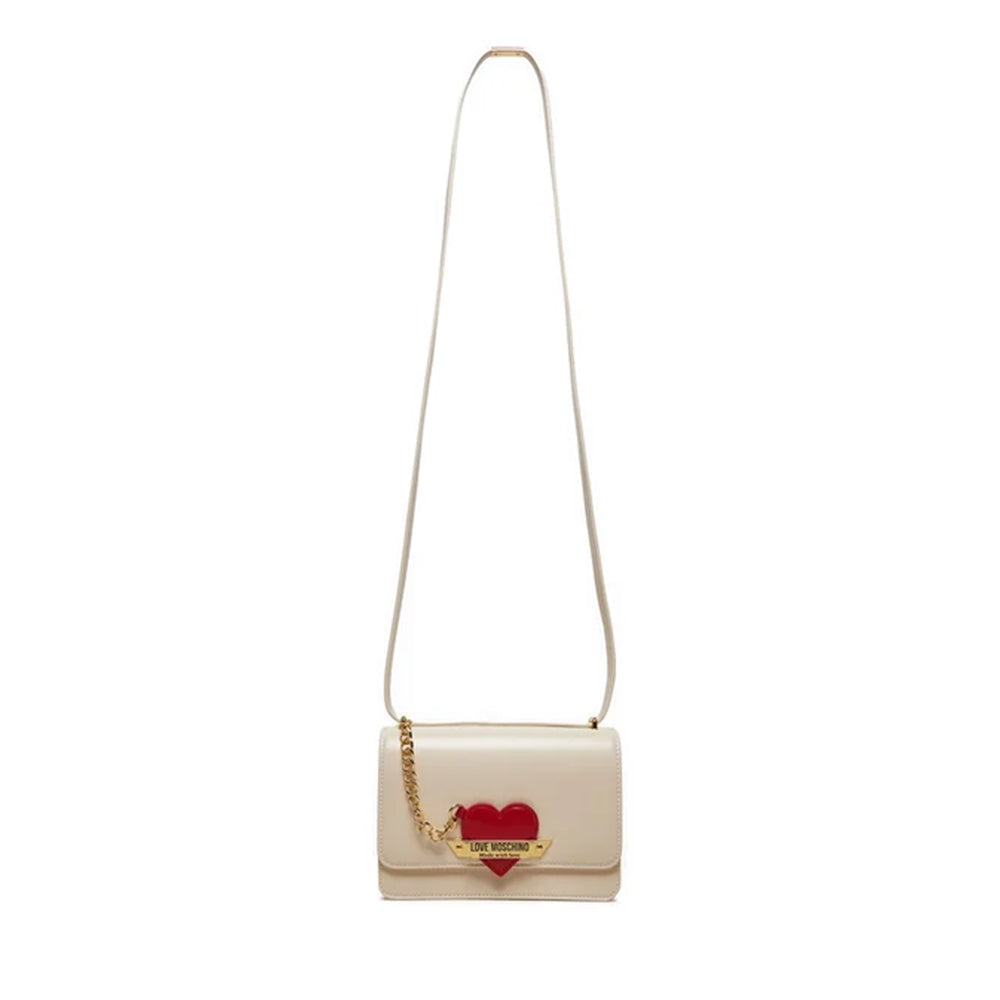 LOVE MOSCHINO Made With Love Linie 
Damen Umhängetasche in Elfenbeinfarbe