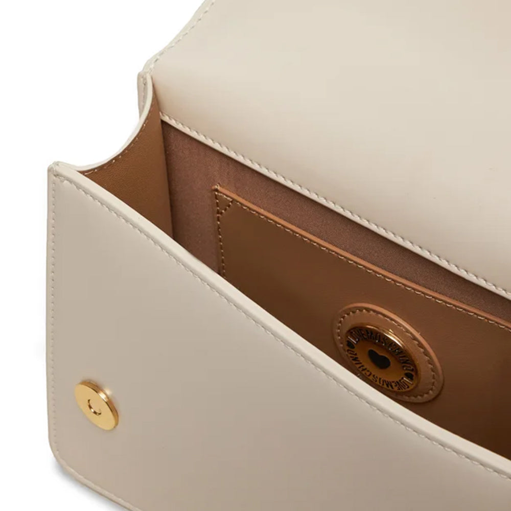 LOVE MOSCHINO Made With Love Linie 
Damen Umhängetasche in Elfenbeinfarbe