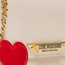 LOVE MOSCHINO Made With Love Linie 
Damen Umhängetasche in Elfenbeinfarbe