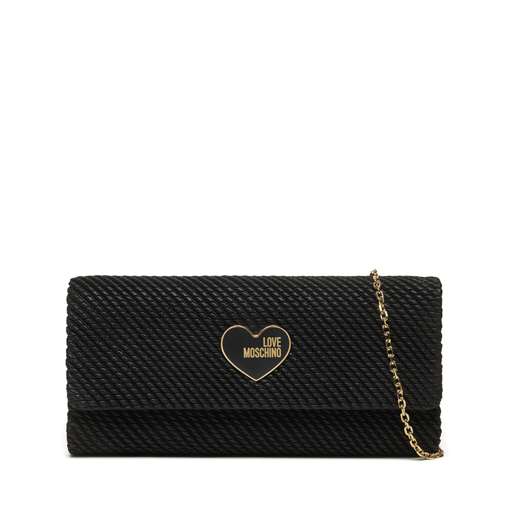 Clutch Donna con Tracolla LOVE MOSCHINO in Tessuto Laminato Nero