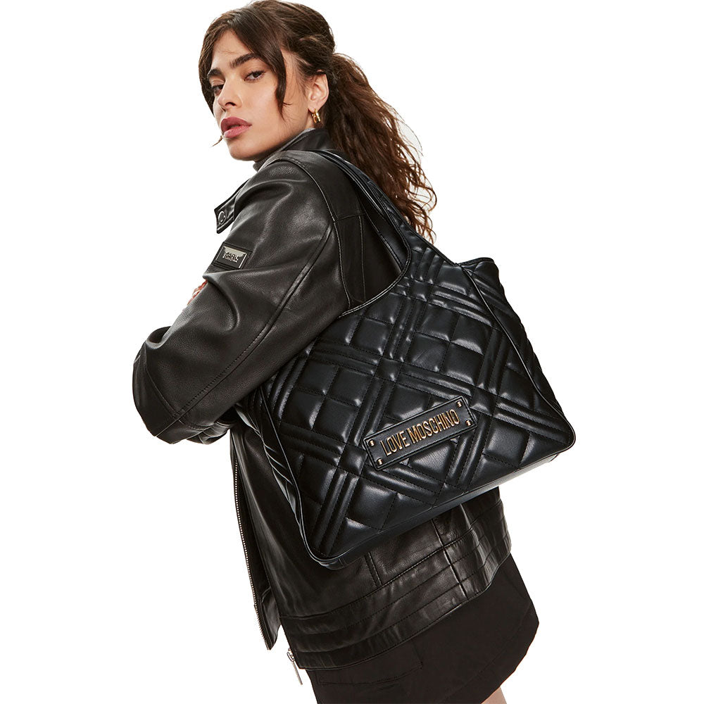 Borsa a Spalla Trapuntata LOVE MOSCHINO linea Quilted colore Nero