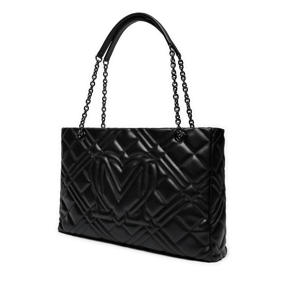 Shopping Bag Trapuntata LOVE MOSCHINO linea Quilted colore Nero con Logo Canna di Fucile