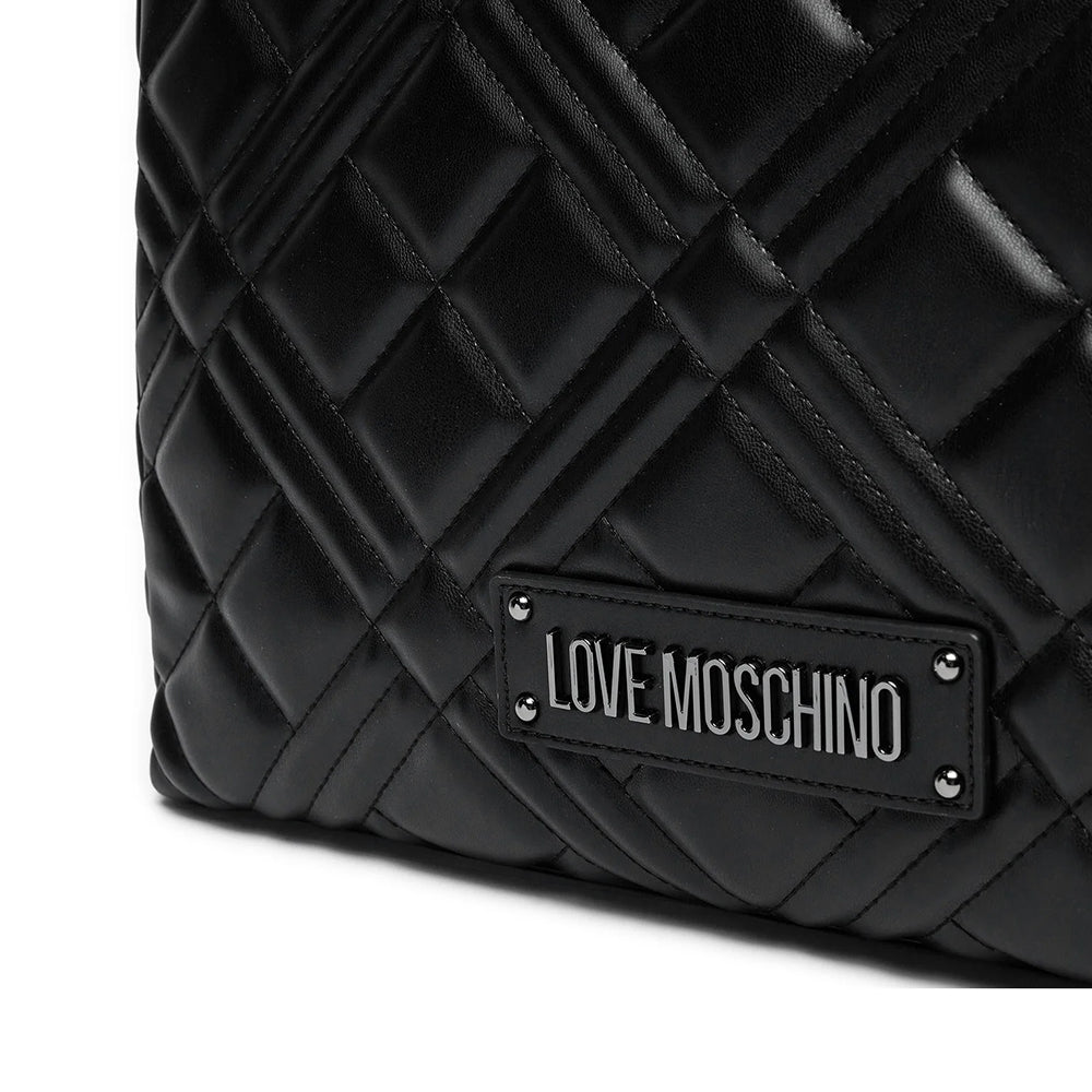 Shopping Bag Trapuntata LOVE MOSCHINO linea Quilted colore Nero con Logo Canna di Fucile