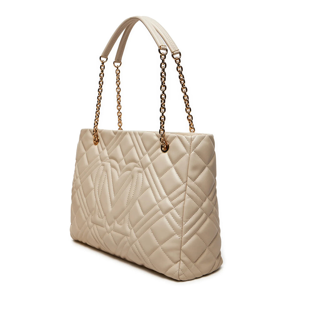 Shopping Bag Trapuntata LOVE MOSCHINO linea Quilted colore Avorio