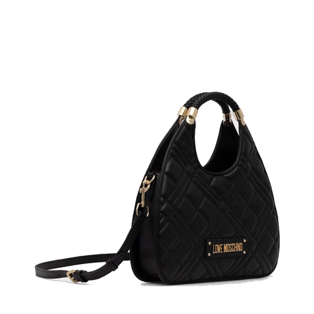 LOVE MOSCHINO QUILTED LINIE 
Schwarze Hobo-Handtasche 