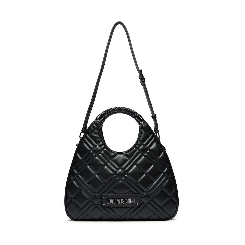 Hobo Bag a Mano Trapuntata LOVE MOSCHINO linea Quilted Nero con Logo Canna di Fucile