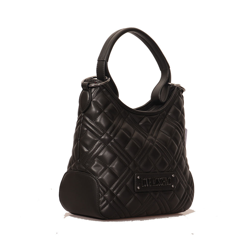 Hobo Bag LOVE MOSCHINO linea Quilted colore Nero con Logo Canna di Fucile